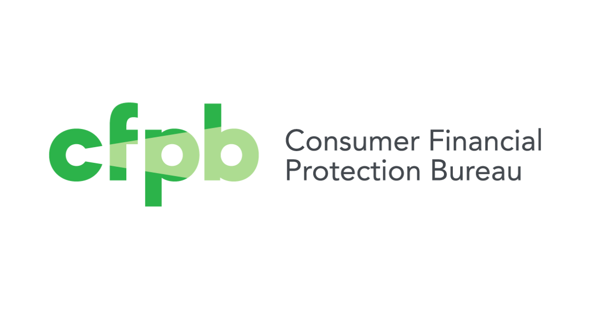 Logo of the Consumer Financial Protection Bureau (CFPB). The letters 'cfpb' are displayed in bold, green lowercase letters, with varying shades of green. To the right, the text 'Consumer Financial Protection Bureau' appears in a clean, modern font.