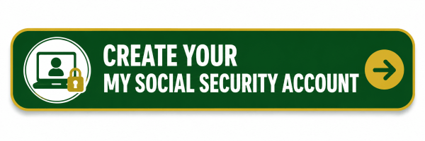 Green and gold button with a laptop and lock icon that reads, “Create Your My Social Security Account,” with a right-pointing arrow icon.